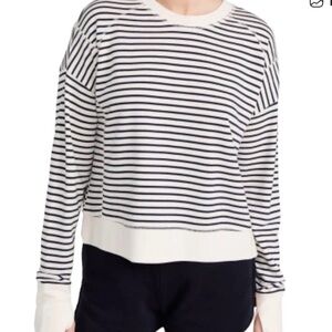 Sweaty Betty Afterclass Crop Black and White Striped Top